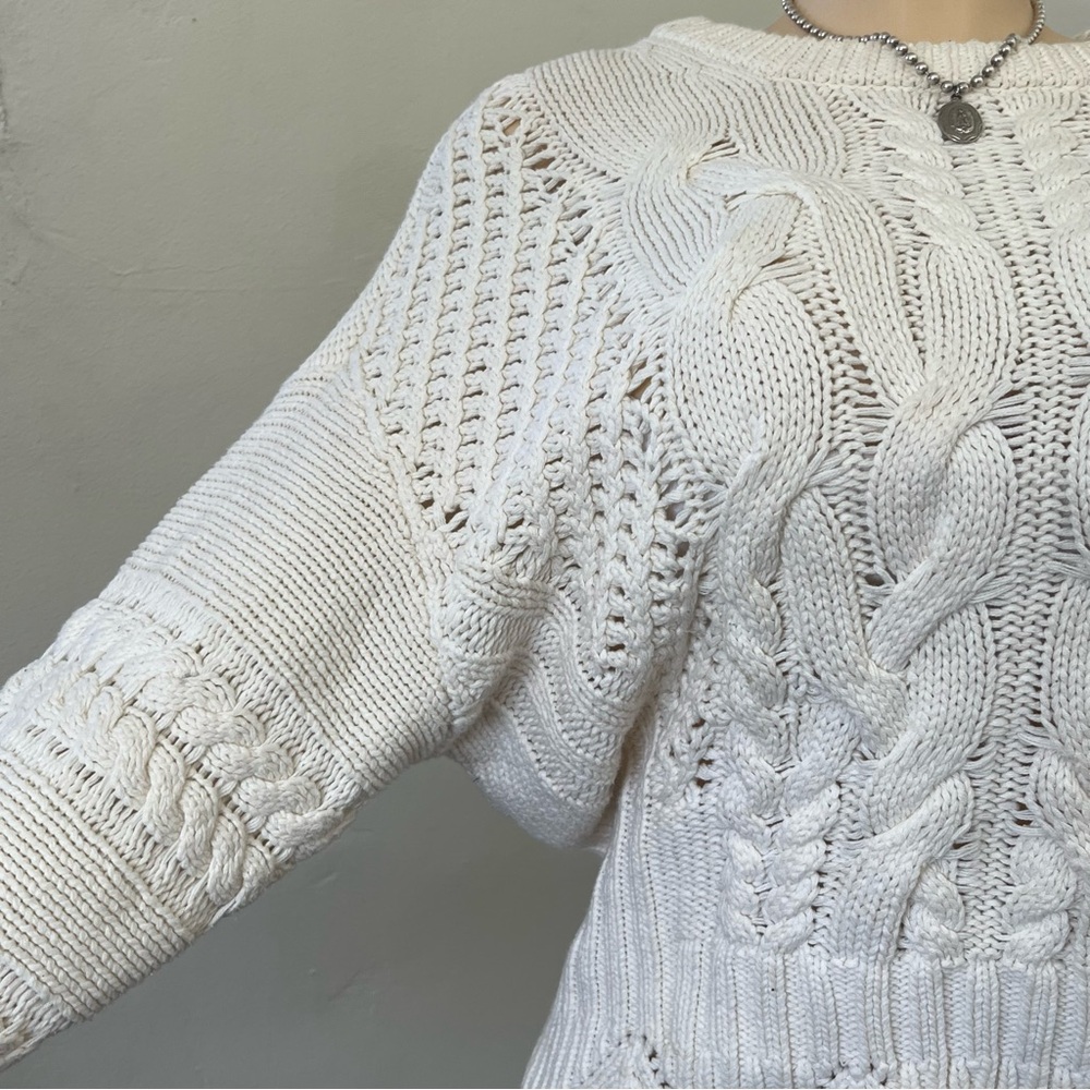Hazel Off-White Cable Knit Sweater View 2
